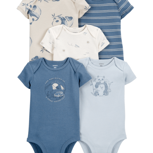 Blue/White Baby 5-Pack Short-Sleeve Bodysuits | Carter’s Oshkosh Canada