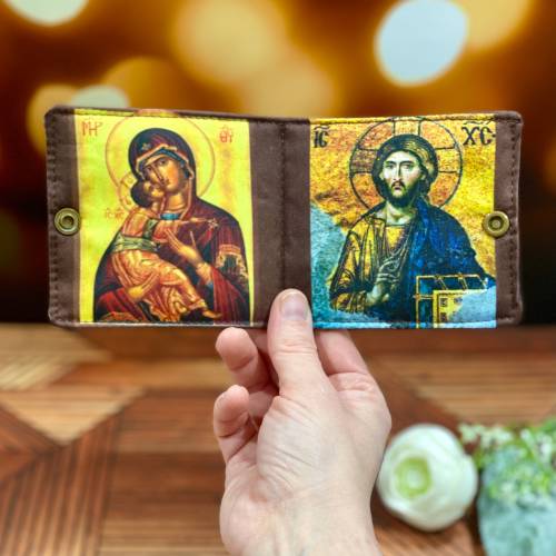 Washable Orthodox Icons, Mary and Jesus Pocket Shrine, Confirmation Gift, Godparent Gift, Catholic Art, Baptism Gift