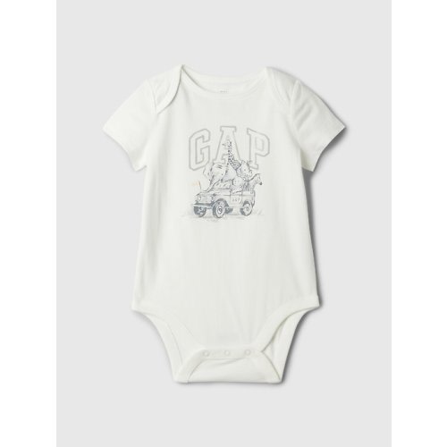 Baby First Favorites Organic Cotton Graphic Bodysuit in animal logo, size: 0-3 M