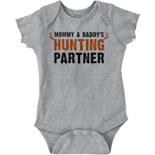 Brisco Brands Mommy and Daddy's Hunting Partner Baby Romper Boys or Girls - Heather