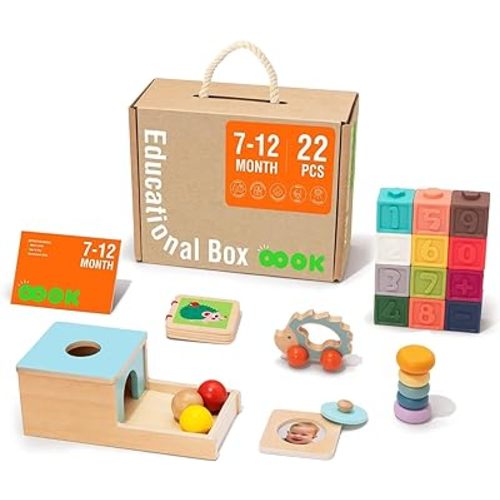 Wooden Educational Box for Babies 7-12 Months - Stimulate Early Learning and Creativity - 7-12M Educational Box