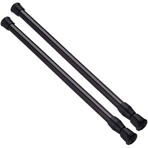 AIZESI Spring Tension Curtain Rods Short Tension Rod (Black, 16" to 28"-2Pcs)