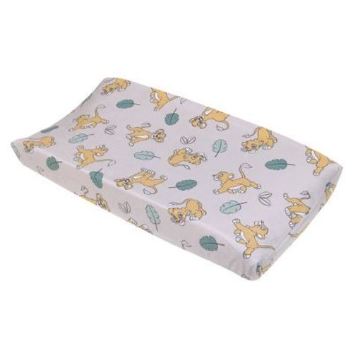 Nojo Disney Lion King Ivory, Teal, Sage And Gold Simba Future King Super Soft Changing Pad Cover