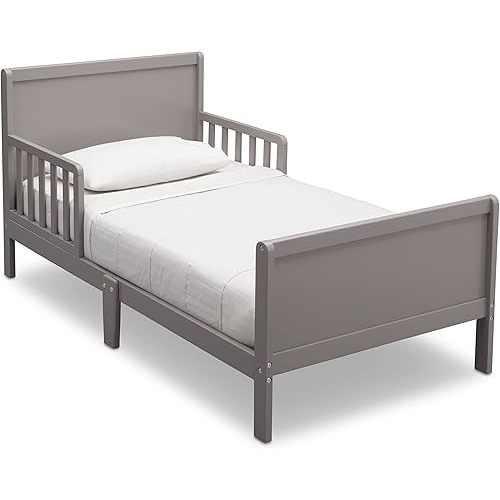 Delta Children Fancy Wood Toddler Bed - Greenguard Gold Certified, Grey