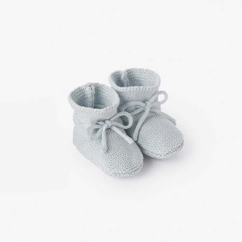Pale Blue Garter Knit Baby Booties – Elegant Baby