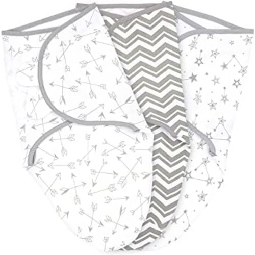 Bublo Baby Swaddle, 3-Pack Newborn Babies Swaddle Sleep Sack, Swaddles 0-3 Months, Infant Sleeping Sack, Easy Adjustable Baby Swaddle Blanket Wrap for Boy Girl (Grey Arrow)