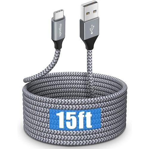 etguuds Long USB Type C Cable 15ft, USB A 2.0 to USB C Cable Fast Charge Nylon Braided Charger Cord Compatible with Samsung Galaxy Note, LG, Moto, Google, Switch, Camera and Other USB C Device