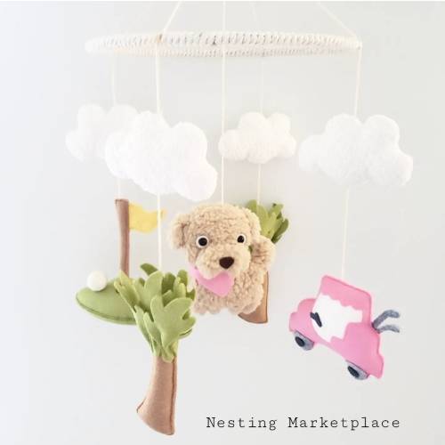 Baby Crib Mobile- Golf mobile,Golf nursery decor - goldendoodle mobile-Mobile- Custom Pets Mobile - cute  mobile - personalized pet mobile