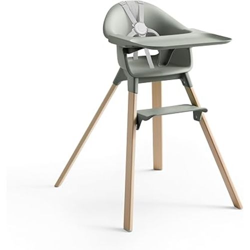Stokke Clikk High Chair, Glacier Green - All-in-One High Chair with Tray + Harness - Light, Durable & Travel Friendly - Ergonomic with Adjustable Features - Best for 6-36 Months or Up to 33 lbs