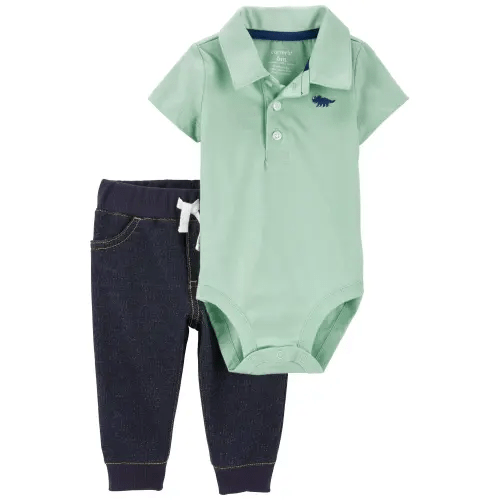 Baby 2-Piece Dinosaur Polo Bodysuit Set - Carter's | Carter's