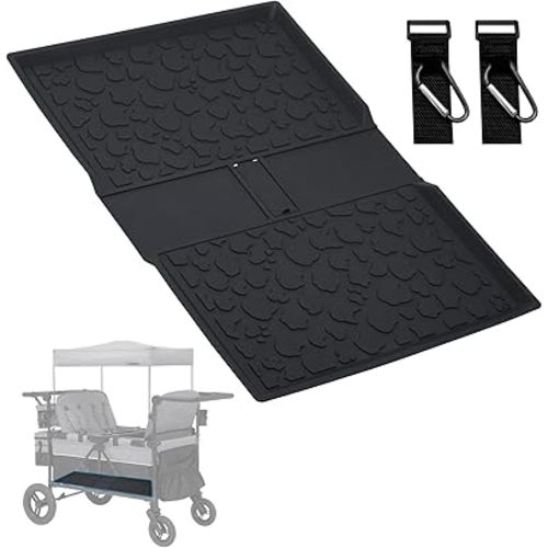 All Weather Mat for Wrangler Deluxe 4 Seater Stroller Wagon,Myvikcar Insert Floor Protect Pad 31.5x22 Inch(Black)