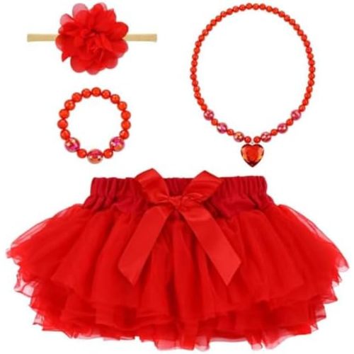 Dizila Baby Girl Fluffy Tutu Skirt with Diaper Cover Tutu Dress with Nylon Flower Headband for Newborns Infants Toddlers