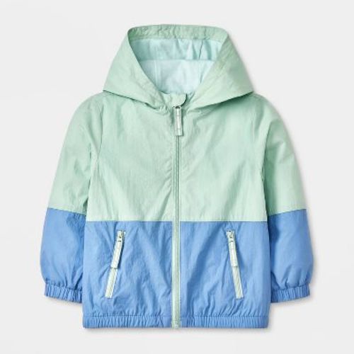 Baby Boys' Colorblock Full Zip Windbreaker Jacket - Cat & Jack™ Blue/green 18m