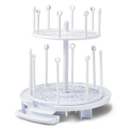 The First Years Spin Stack Drying Rack – Kitchen Countertop Dish Rack for Baby Bottles and Other Baby Essentials – White