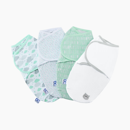 Delta Children Little Lambs Adjustable Swaddle Wrap (4-Pack) - Green, Small/Medium