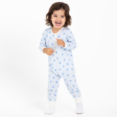 Disney Baby Stitch Print Coverall - Blue & Cream - Size 0000