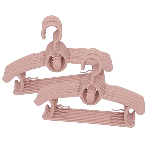 LIYUXIDONG Baby Hangers for Closet, 360° Swivel Hook Kids Hanger, Non-Slip Baby Clothes Hangers, 30pcs Nude Pink Adjustable Toddler Hanger for Girl Boy Infant Kid Hangers, Space Saving