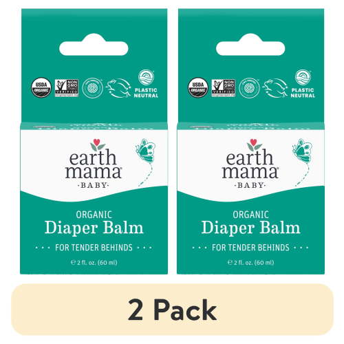 (2 pack) Earth Mama Organic Diaper Balm, Diaper Cream for Newborns, Infants, & Toddlers, 2 fl oz.