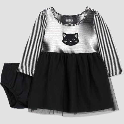 Carter's Just One You® Baby Girls' Halloween Striped Cat Dress - Black 12M