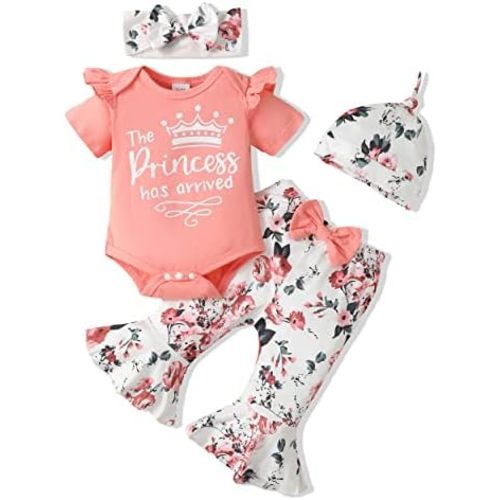 Newborn Baby Girl Clothes Outfits Infant Clothing Ruffle Romper Top Floral Pants Outfit Sets for Baby Girls 0-18M