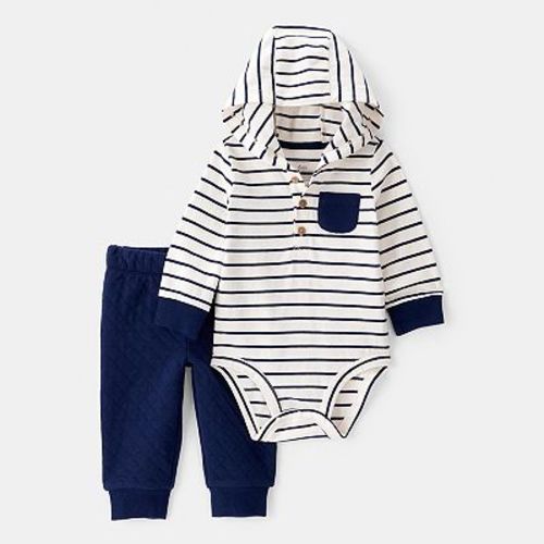 Baby Carter's 2-pc. Striped Hooded Long-Sleeve Bodysuit & Pant Set