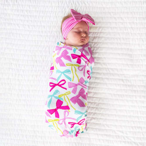 Ribbons & Bows Swaddle & Luxe Bow Headband Set