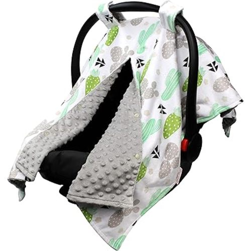 Car Seat Canopy Cover - Green Grey Cactus