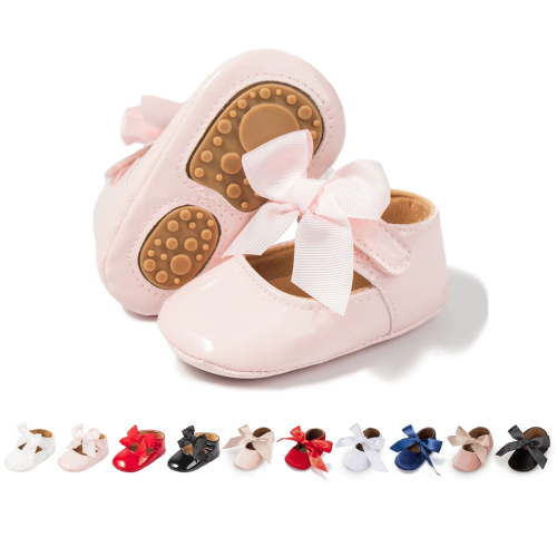 Meckior Baby Girls Shoes Infant Mary Jane Bowknot Soft Sole PU Leather Newborn First Walker Cirb Shoes