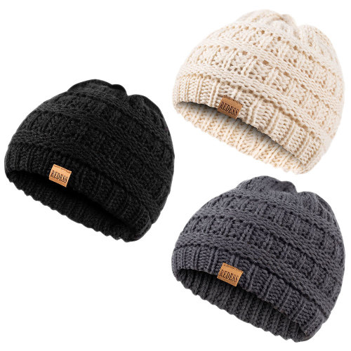 Baby Kids Winter Warm Hats, Infant Toddler Children Beanie Knit Cap Girls Boys-3 Pack