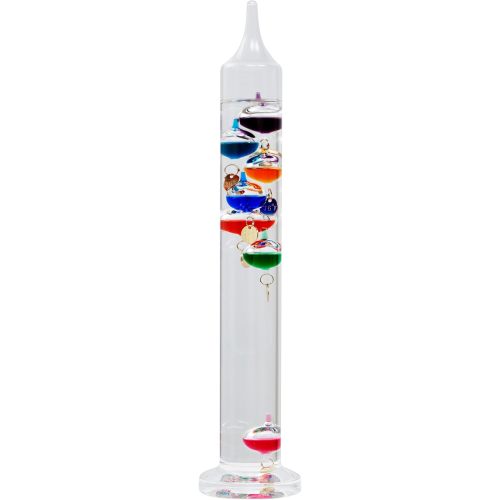 14.5inch Glass Galileo Thermometer with 7 Multi Colored Balls with Gold Tags from 60ºF to 84ºF Galileo Thermometer Gorgeous Gift for Family or Friends Present Home, Office Indoor and Outdoor Décor