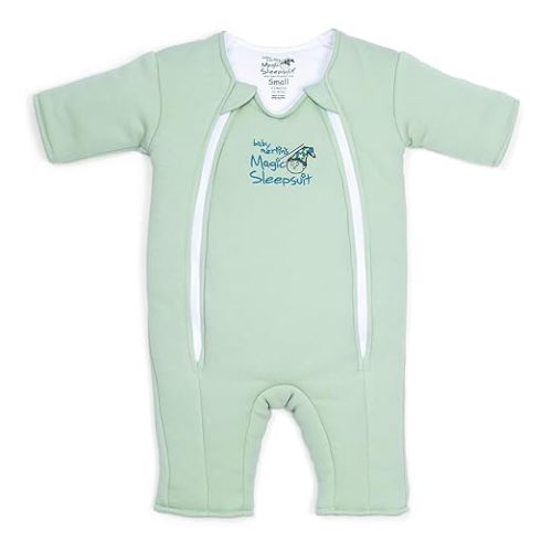 Magic Sleepsuit Baby Merlin's Cotton Baby Swaddle Transition Product - Soft and Cozy Design, Double Zipper for Easy Diaper Changes, Promotes Safe Sleep, 3-6 Months - Sage Green - Large 18-21lbs
