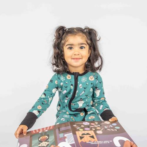 Boo Crew Glow-in-the-Dark Halloween Bamboo Convertible Baby Pajamas
