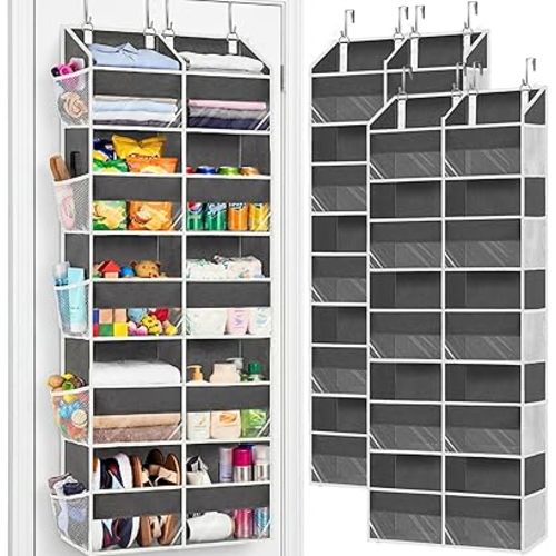 2 Pack Over the Door Organizer 5 Tiers, Extra Large Behind Door Storage of 10 Compartments, 80 lbs Weight Capacity Over Door Organizer, Door Hanging Organizer for Closet, Diaper Organizer,Room storage