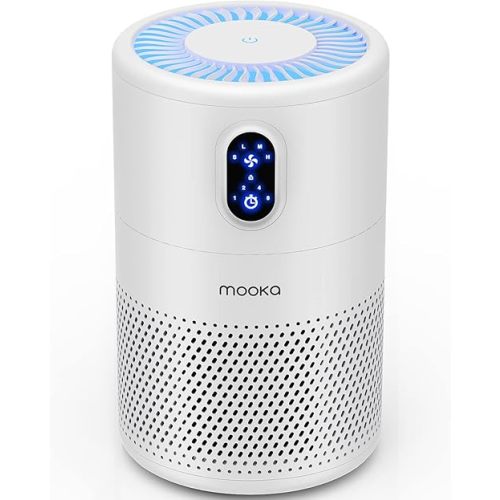 MOOKA Air Purifiers for Home Large Room up to 1076 ft², H13 True HEPA Air Filter Cleaner, Odor Eliminator, Remove Smoke Dust Pollen Pet Dander, Night Light(Available for California)