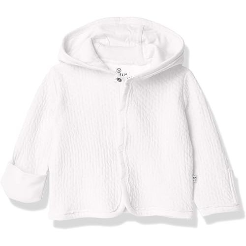 HonestBaby Snap-Front Hooded Jackets, Side-Snap Top, Hoodies in Cozy 100% Organic Cotton Infant Baby Boys, Girls, Unisex