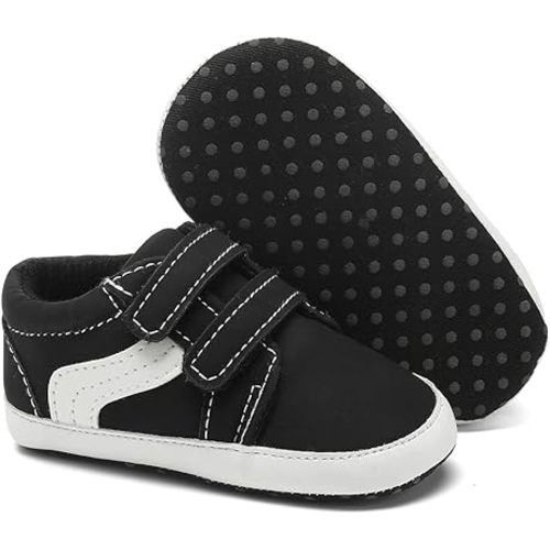 Baby Boys Girls Canvas Sneakers Toddler Non-Slip Soft Sole Newborn Infant Lightweight First Walker Crib Shoes for 0-18 Months