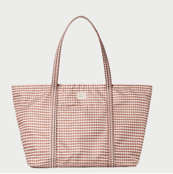 Dina Brown Gingham Travel Tote | Totes | Handbags