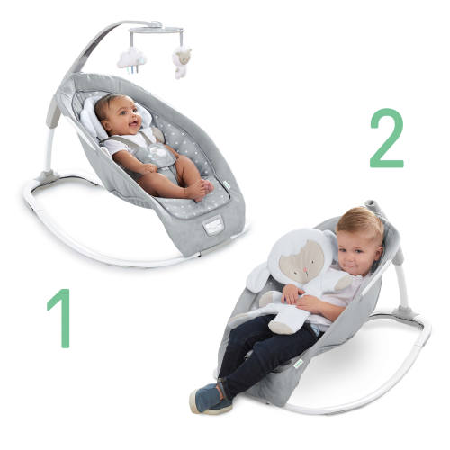 Ingenuity Comfort Vibrating Infant to Toddler Rocker & Foldable Baby Bouncer Seat - Cuddle Lamb