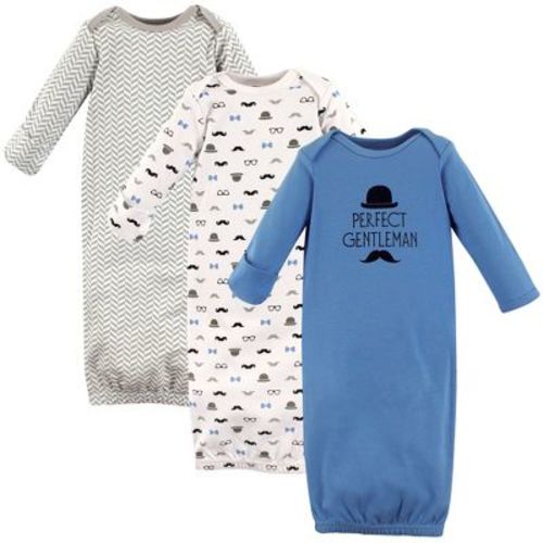 Hudson Baby Infant Boys Cotton Long-Sleeve Gowns 3pk, Perfect Gentlemen, 0-6 Months