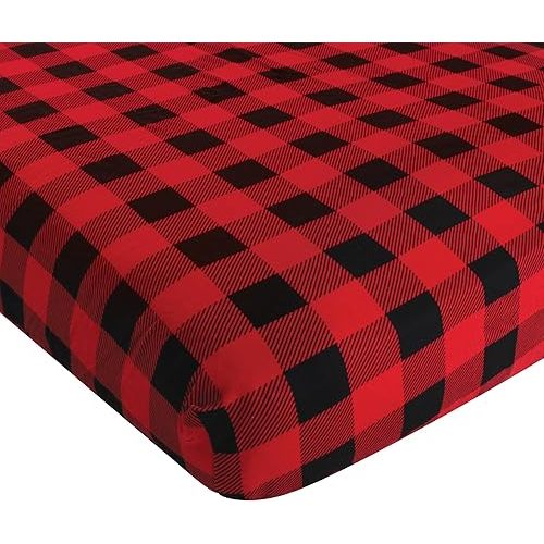 Hudson Baby Unisex Baby Cotton Fitted Crib Sheet, Buffalo Plaid, One Size