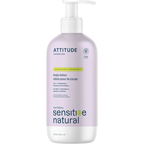 ATTITUDE Body Lotion for Sensitive Skin with Oat, EWG Verified, Dermatologically Tested, Vegan, Chamomile, 16 Fl Oz