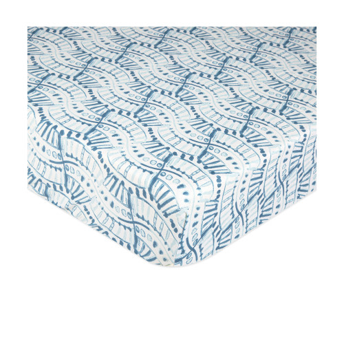 Caspian Crib Sheet (Indigo) | Crib Bedding Sets - Crane Baby