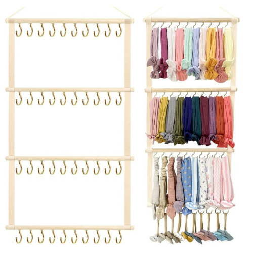 Bow Holder for Girls Hair Bows Organizer - Baby Headband Holder for Hair Clip and Accessories Storage, Hair Bow Hanger Organizer for Nursery and Girls Room Decor (35*105cm)