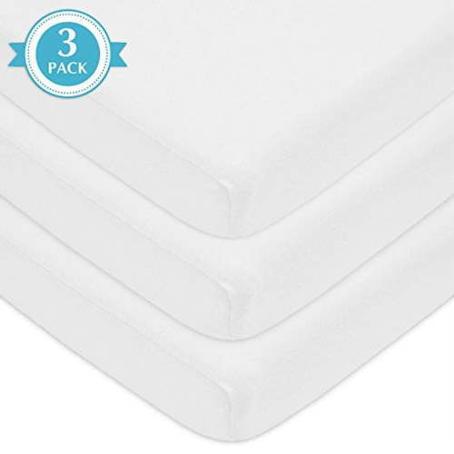 TL Care 100% Natural Cotton Jersey Knit 18" x 36" Cradle/Bassinet Sheet - Fitted, White, Soft Breathable, for Boys and Girls