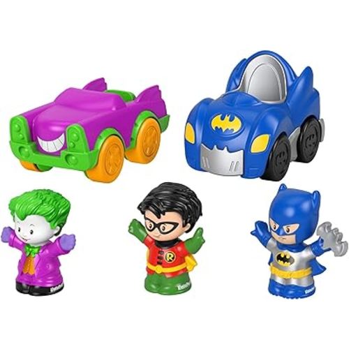 Fisher-Price Little People DC Super Friends Crime Fighting Set, Batman toy vehicle and figure set for toddlers and preschool kids ages 1 to 5 years