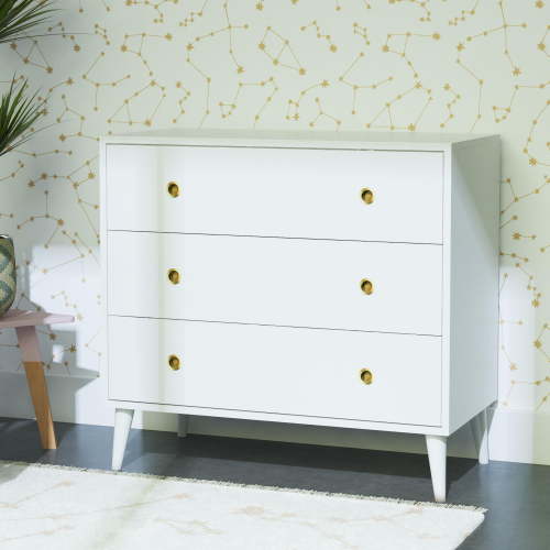 Novogratz Harper 3-Drawer Storage Dresser Organizer for Nursery, White