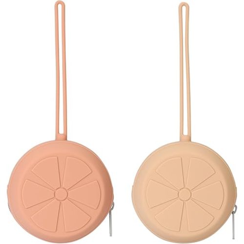 Pacifier Pouch for Diaper Bags, BPA Free Portable Travel Pacifier Case for Girls, Silicone Baby Pacifier Storage Container, Newborn Pacifiers Holder (Muted, Apricot)
