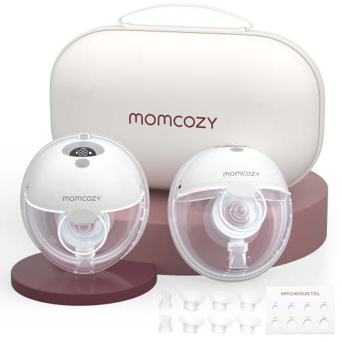 Momcozy M5 Hands Free Breast Pump Wearable, Electric Breast Pump Portable Gray with Breast Pump Bag, Grey Two Pumps
