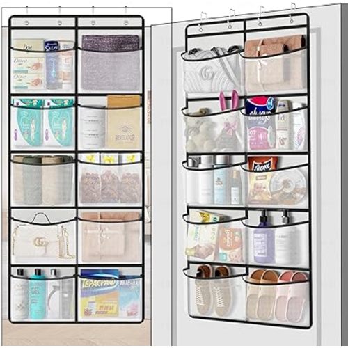 Over The Door Organizer,Over Door Hanging Organizer for Closet with 10 Pockets Organizer, Over Door Hanging Pantry Organizer,Over door organizer for Bedroom, Kitchen, Makeup, Toys, Sundries, etc