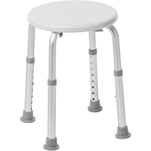 Drive Medical Shower Stool, Adjustable Height, Lightweight Aluminum, White | Adjustable Height and Lightweight Aluminum Construction Support Up to 300 Lbs for Safer Everyday Showering